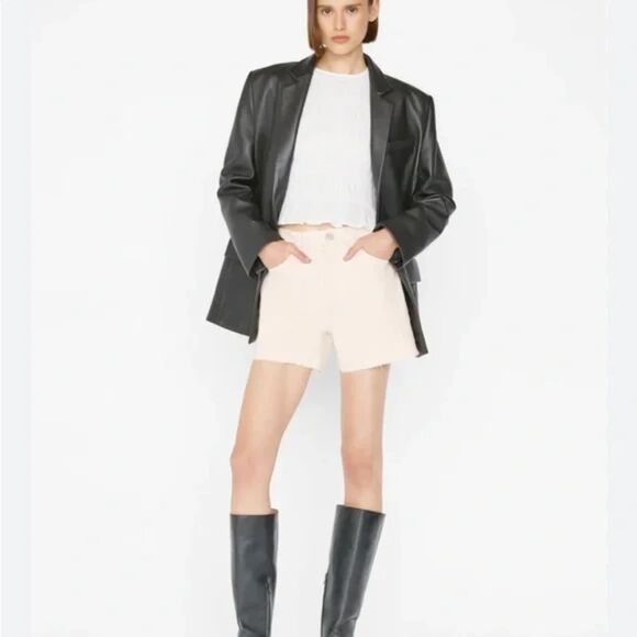 Frame Womens Shorts Size 31 - US 12 Le Super High Short Raw Hem Washed Nude Pink - Picture 3 of 9